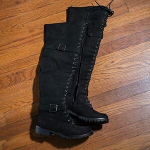 Faux Suede Over the Knee Boots